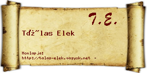 Tálas Elek névjegykártya